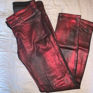 Red Metallic Jeggings